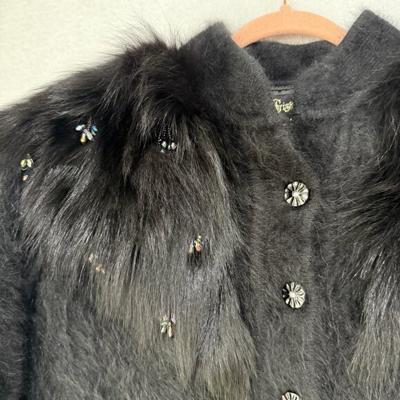 Vintage Christine Phillipe Sweater Womens Medium Angora Faux Fur Beaded 90s - Picture 4 of 11